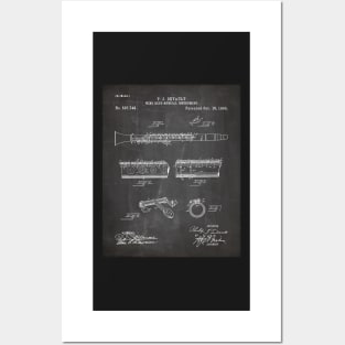 Clarinet Patent - Musician Classical Music Art - Black Chalkboard Posters and Art